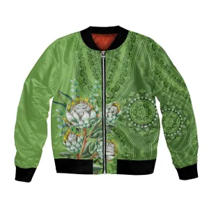 Afro King Proteas Dashiki Motif Bomber Jacket Green Style LT9