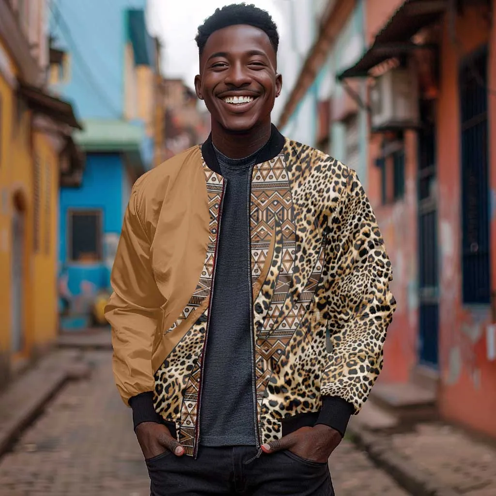 Afro Leopard Mix Native Tribal Pattern Bomber Jacket LT9