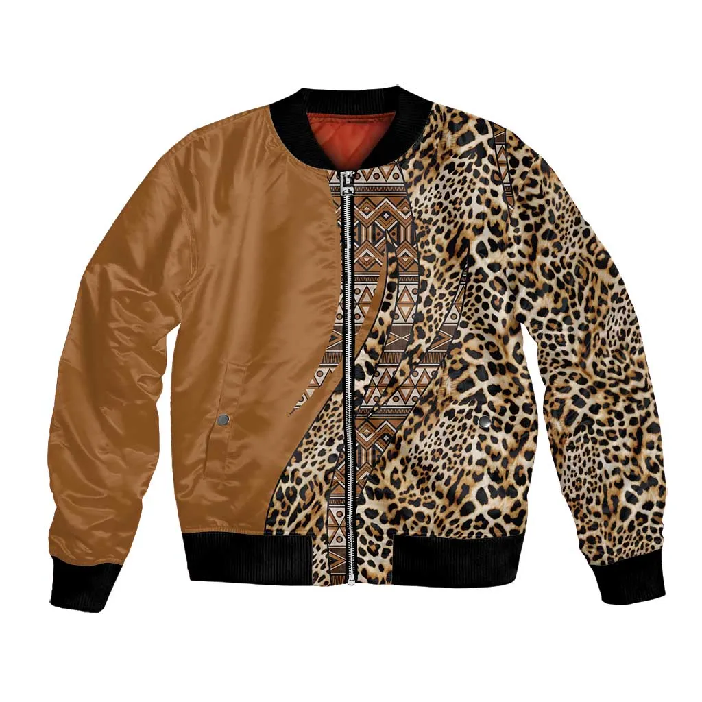 Afro Leopard Mix Native Tribal Pattern Bomber Jacket LT9