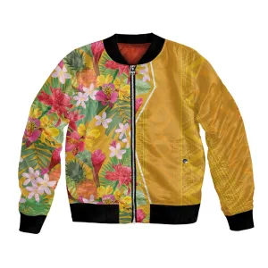 Afro Tropical Flowers Bomber Jacket Yellow Version LT18