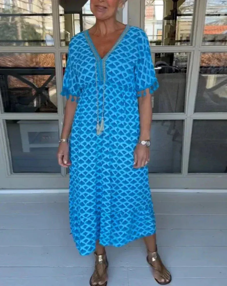 Aisha™ Effortlessly Stylish V-Neck Midi Dress for Ultimate Comfort