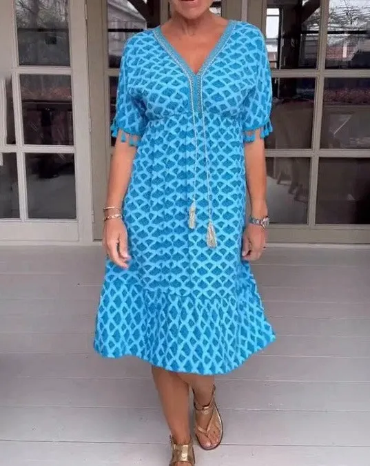 Aisha™ Effortlessly Stylish V-Neck Midi Dress for Ultimate Comfort