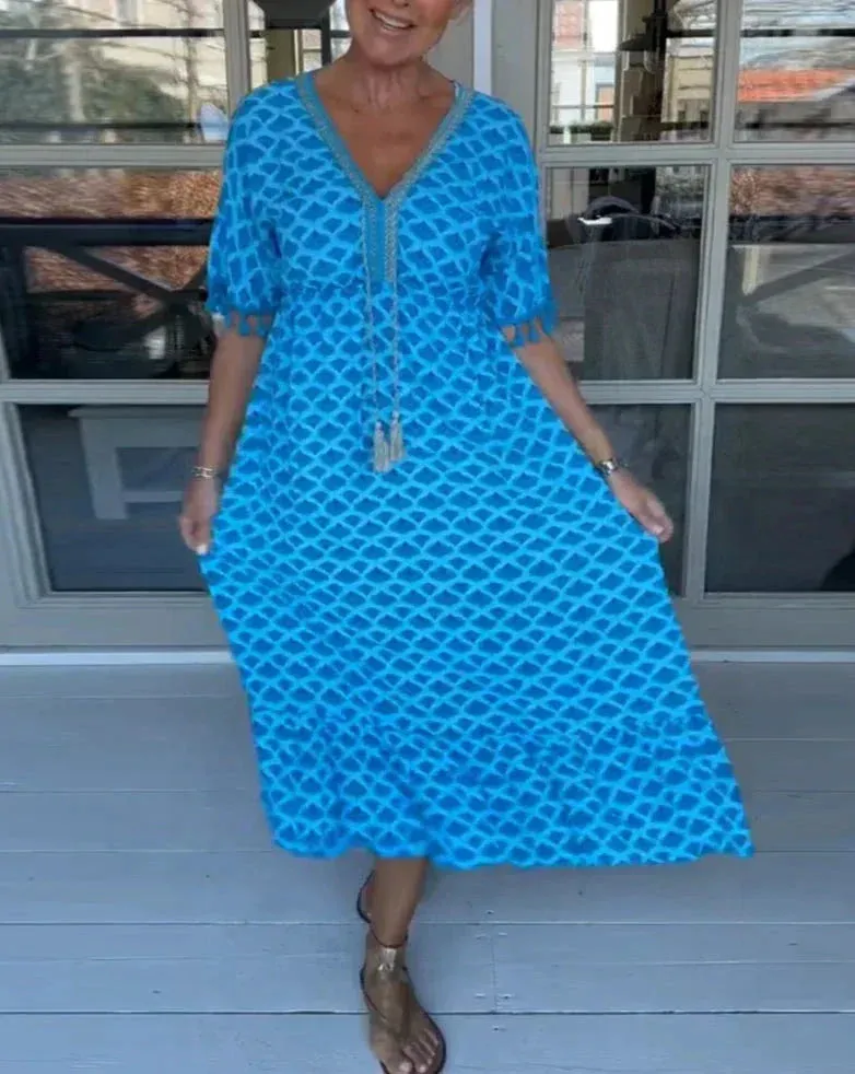 Aisha™ Effortlessly Stylish V-Neck Midi Dress for Ultimate Comfort