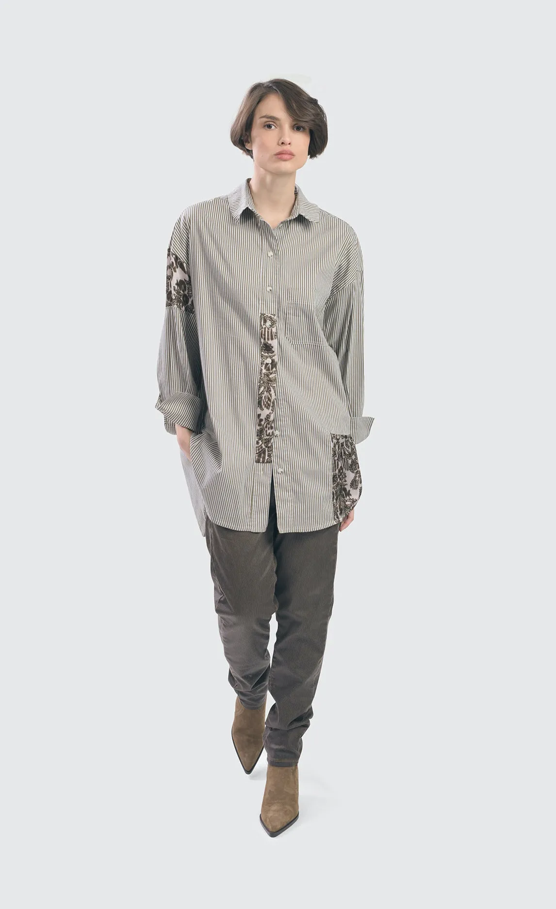 Alembika Arabesque Pinstripe Tunic Shirt
