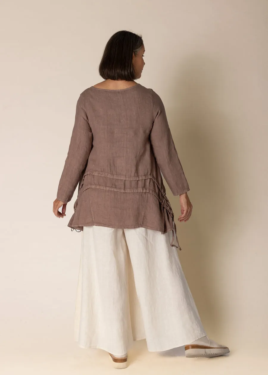 Alexandria Linen Top In Milk Chocolate- Imagine Fashion