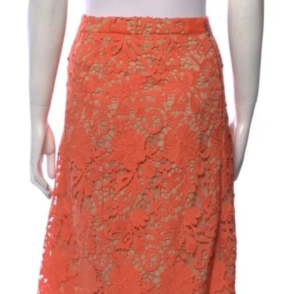 Alice   Olivia Coral Nude Lace Farrel Pencil Skirt XL (Orig. $298)