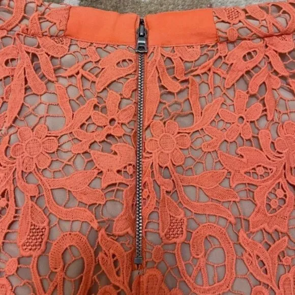 Alice   Olivia Coral Nude Lace Farrel Pencil Skirt XL (Orig. $298)
