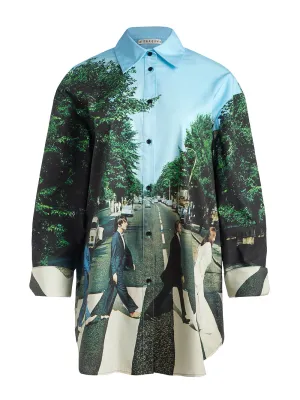 Alice   Olivia Finely Oversized Button Down Shirt in Abbey Road