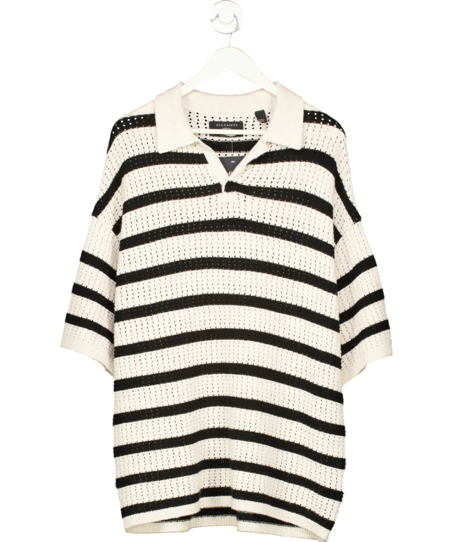 All Saints Beige Oversized Polo Knit UK M