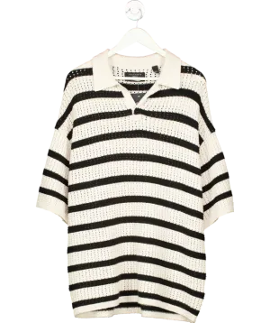All Saints Beige Oversized Polo Knit UK M