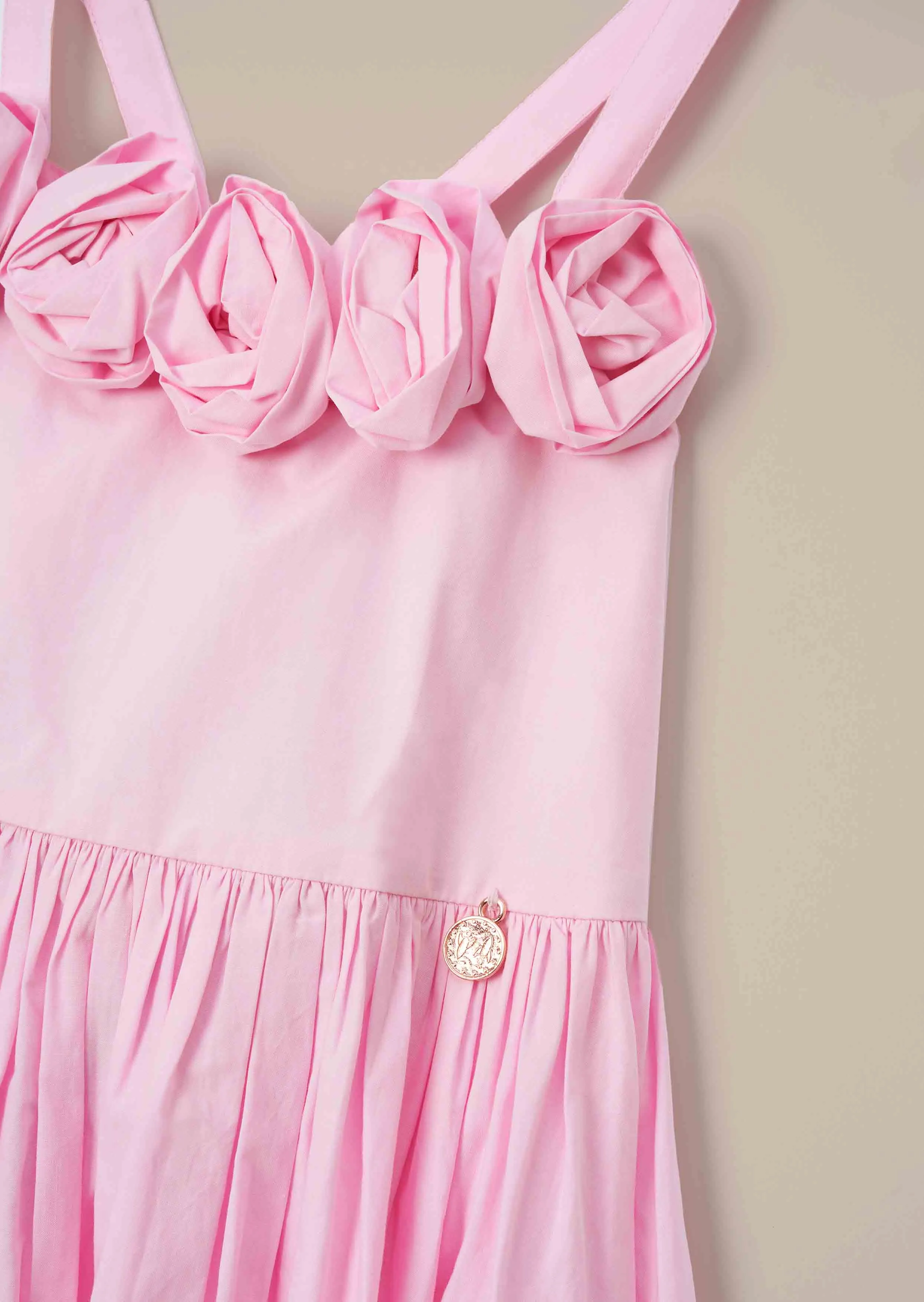 Allegra Pink Corsage Shirred Dress