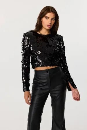 Anaya Black Sequin Top