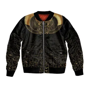 Ancient Egypt Bomber Jacket Black Gold Scarab LT7