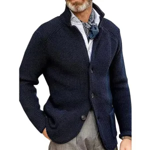 Ashton - Men's Relaxed Fit Stand-Up Collar Knit Blazer