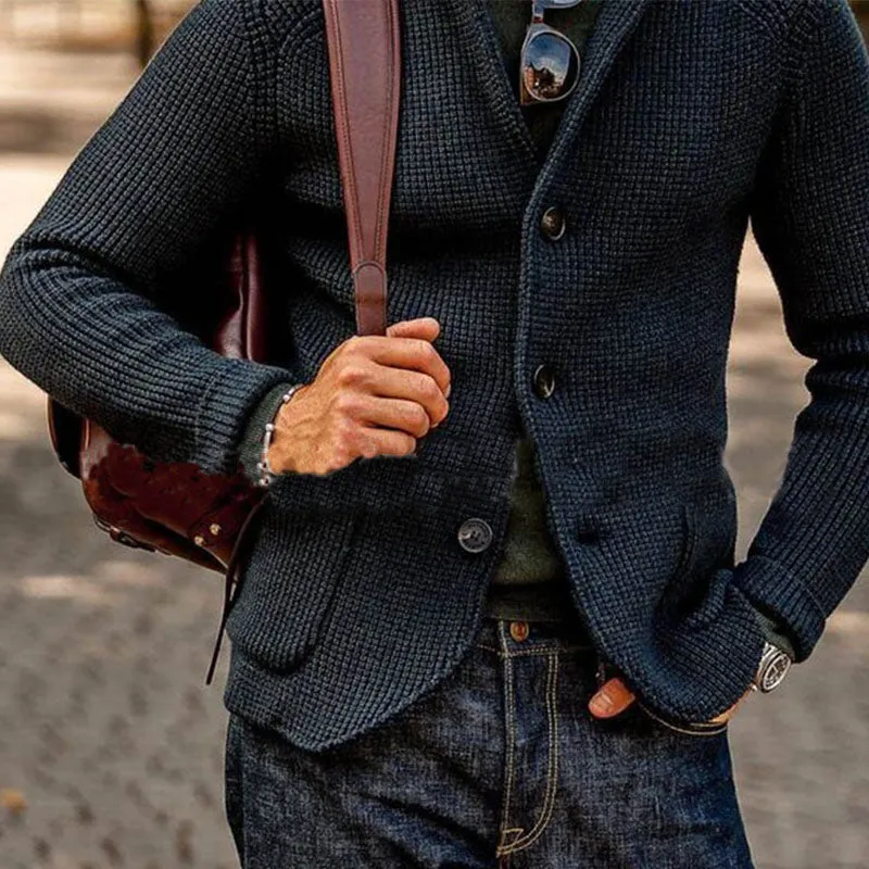 Ashton - Men's Relaxed Fit Stand-Up Collar Knit Blazer