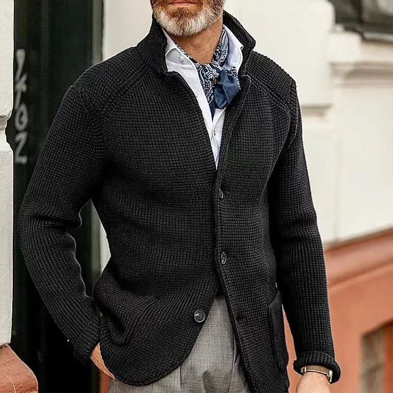 Ashton - Men's Relaxed Fit Stand-Up Collar Knit Blazer
