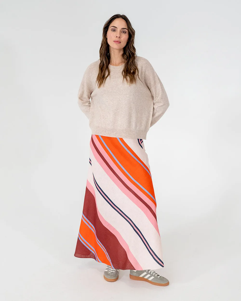 Austin Bias Skirt - Wide Stripe