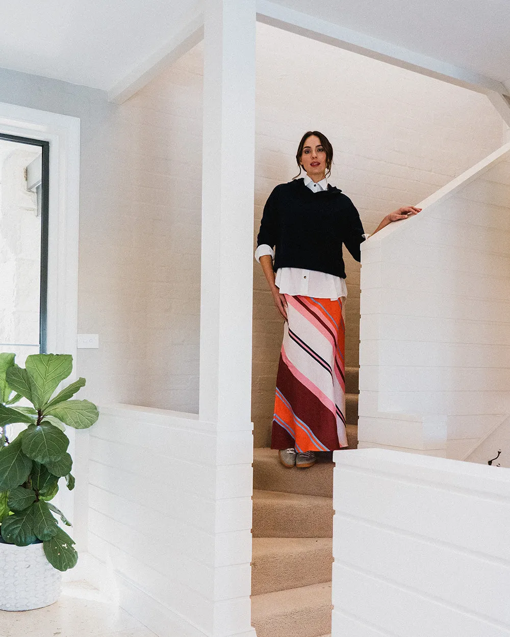 Austin Bias Skirt - Wide Stripe