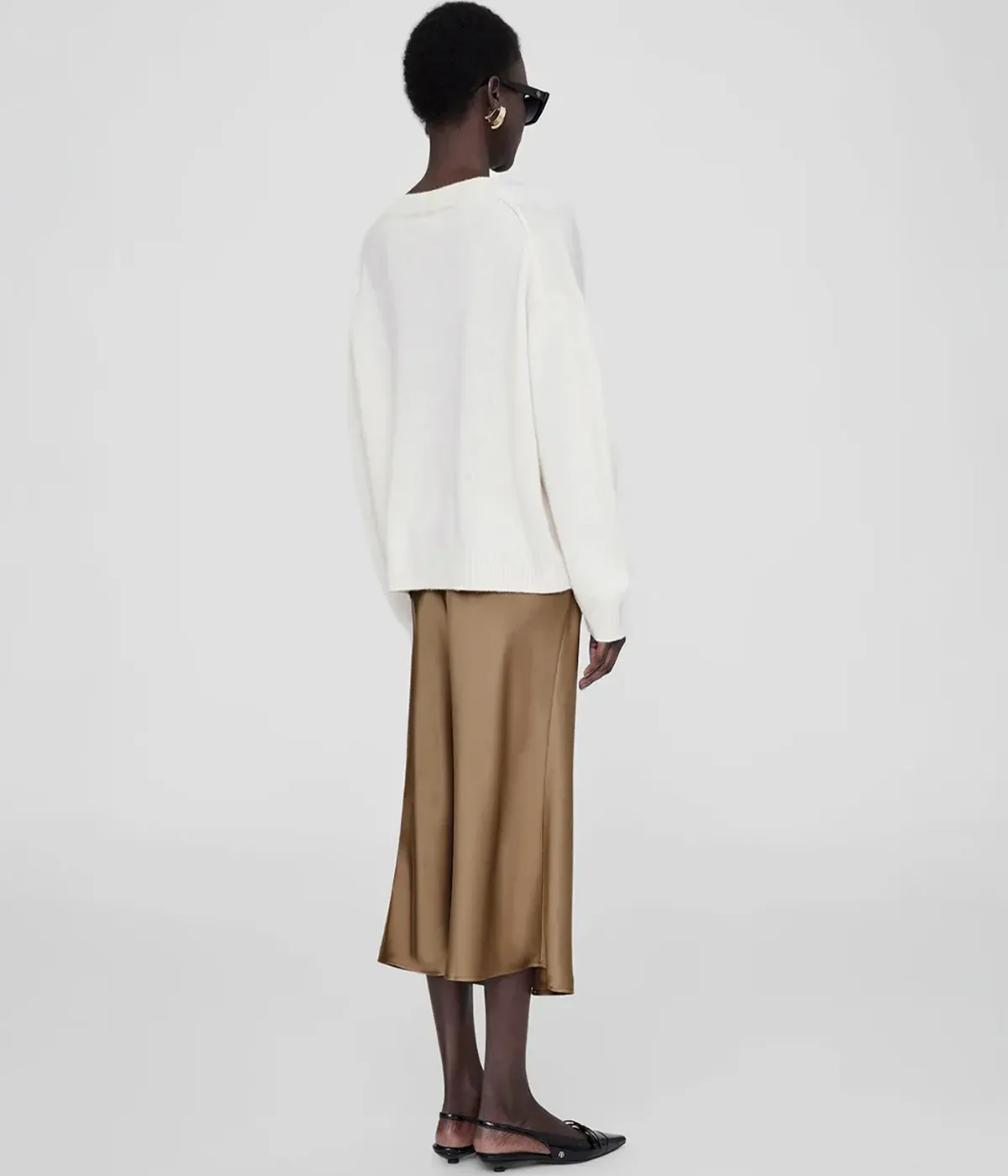 Bar Silk Skirt in Sepia