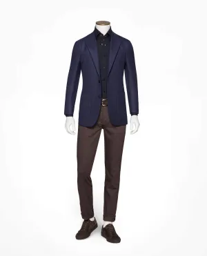 Barberis Canonico Navy Blue Merino Wool with Micro Effect Two Ply Hopsack