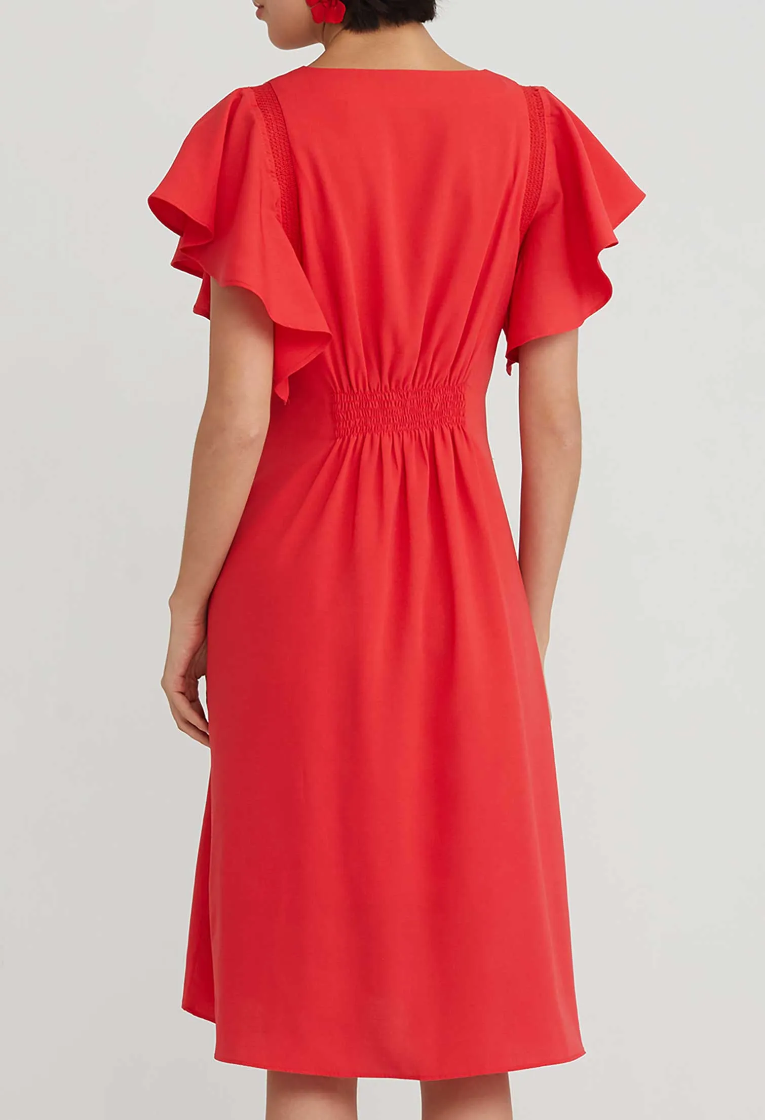 Batwing V Neck Midi Dress