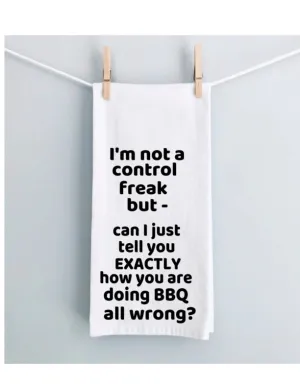 BBQ control freak - humorous bar, tea and kitchen towel LG