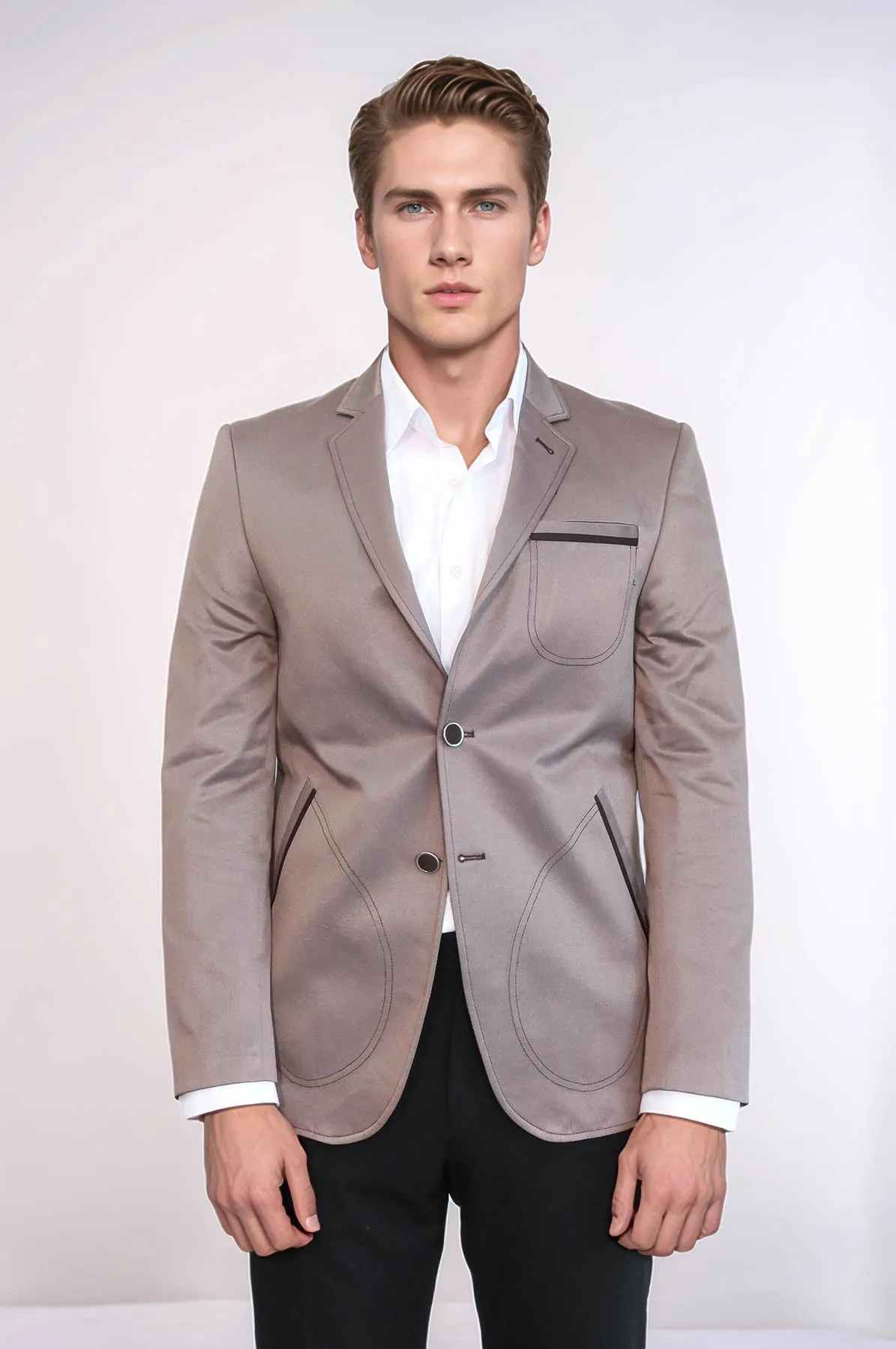 Beige Blazer With Patch Pockets | Wessi