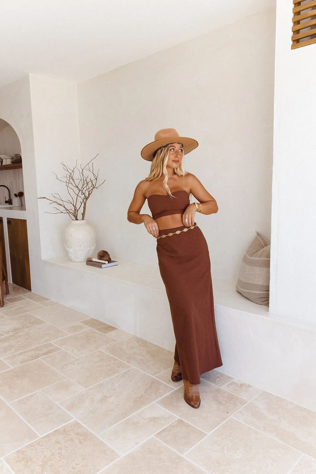 Bella Bias Cut Skirt - Cacao