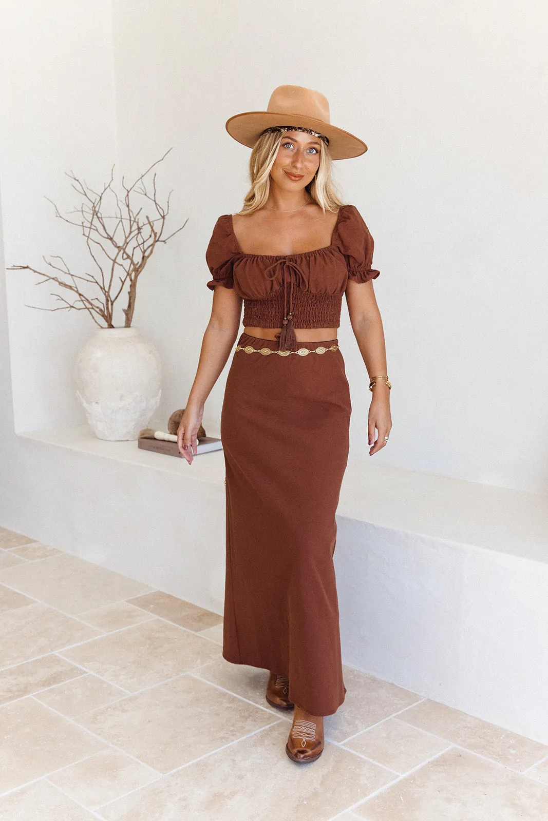 Bella Bias Cut Skirt - Cacao