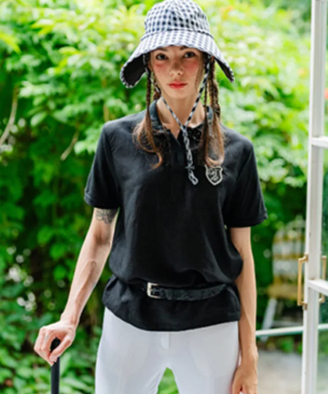 BENECIA 12 Linen Color Pique T - Black