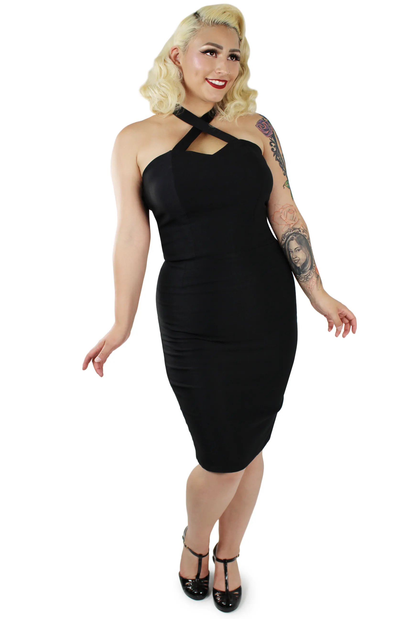 Black Criss Cross Fitted Dress XS-3XL #BCCFD