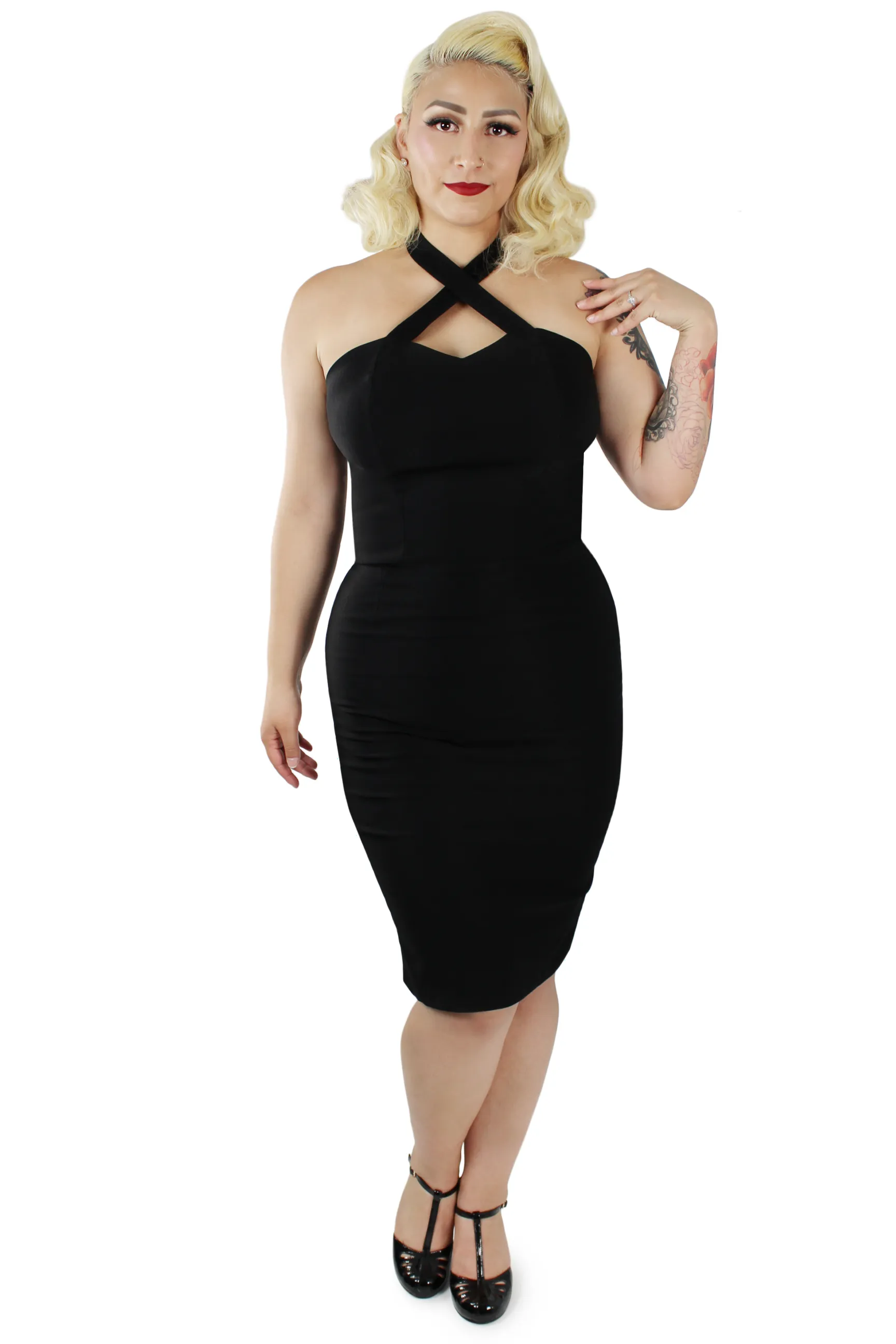 Black Criss Cross Fitted Dress XS-3XL #BCCFD