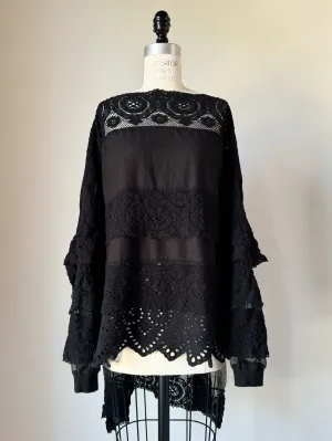 black lace front to back top