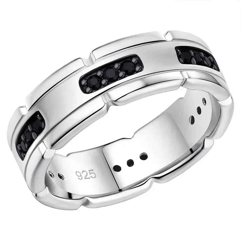 Black Round Cut Diamond Band