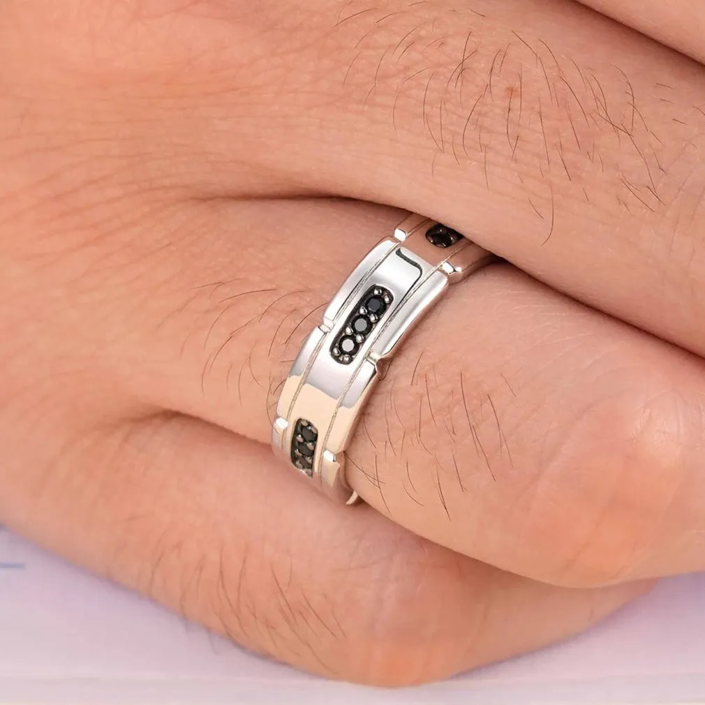 Black Round Cut Diamond Band