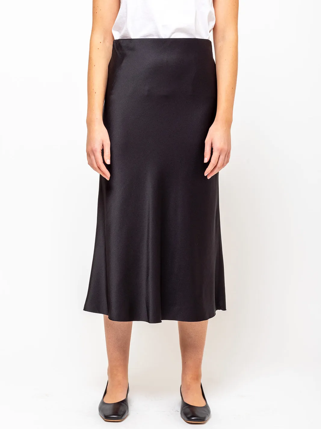 Blondie Bias Silk Skirt - Black