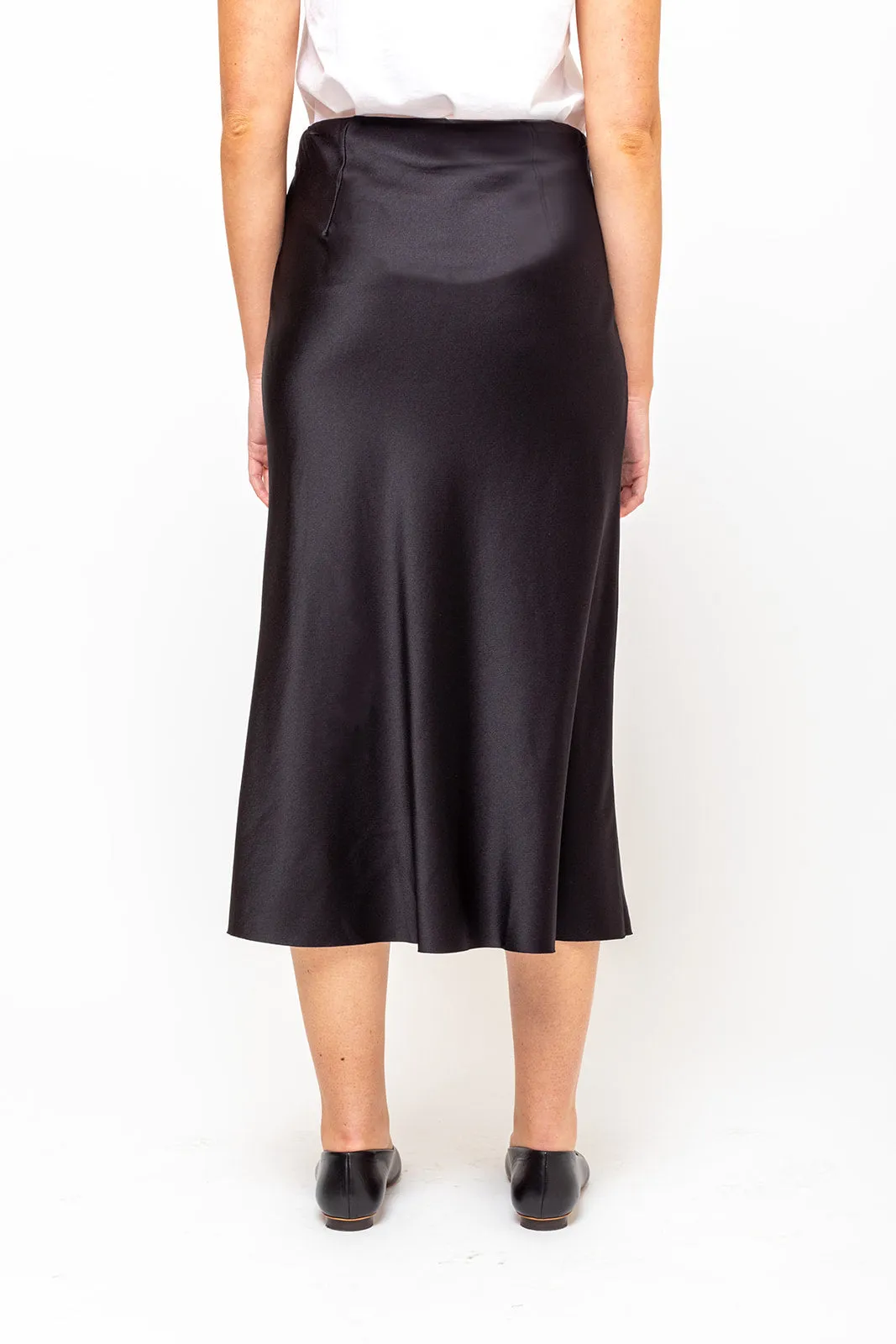 Blondie Bias Silk Skirt - Black