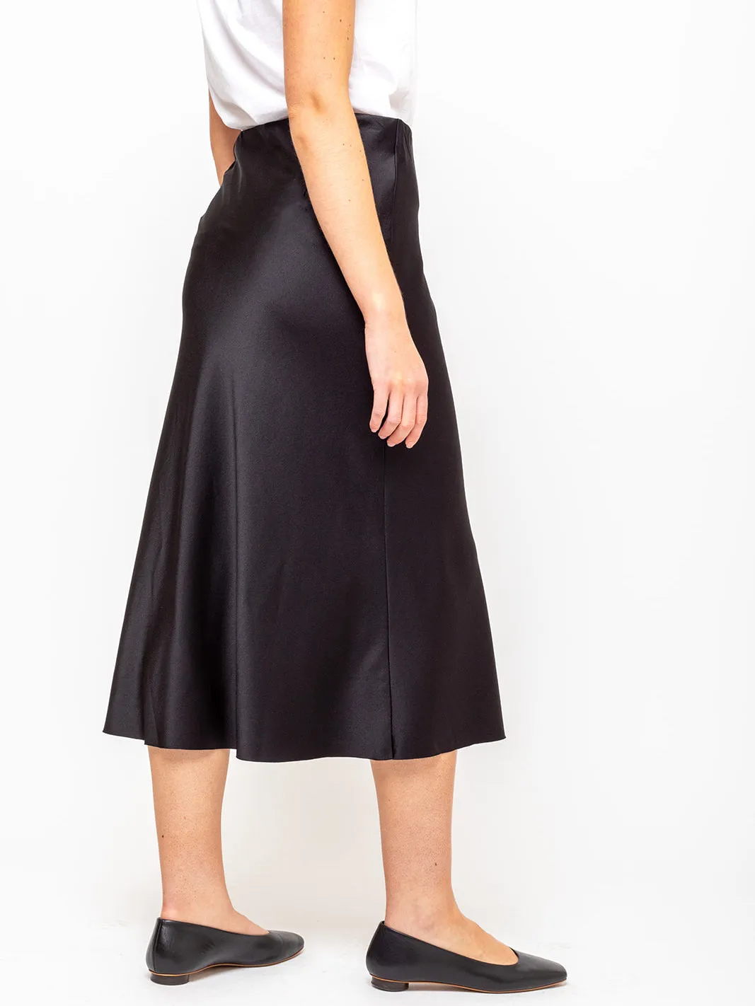 Blondie Bias Silk Skirt - Black