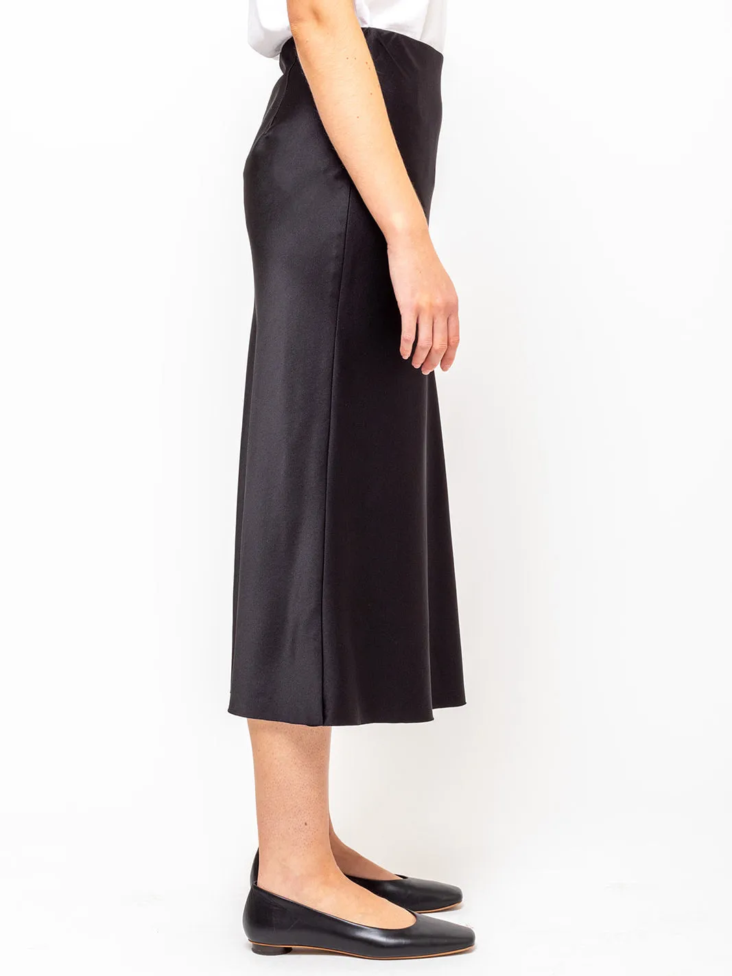 Blondie Bias Silk Skirt - Black