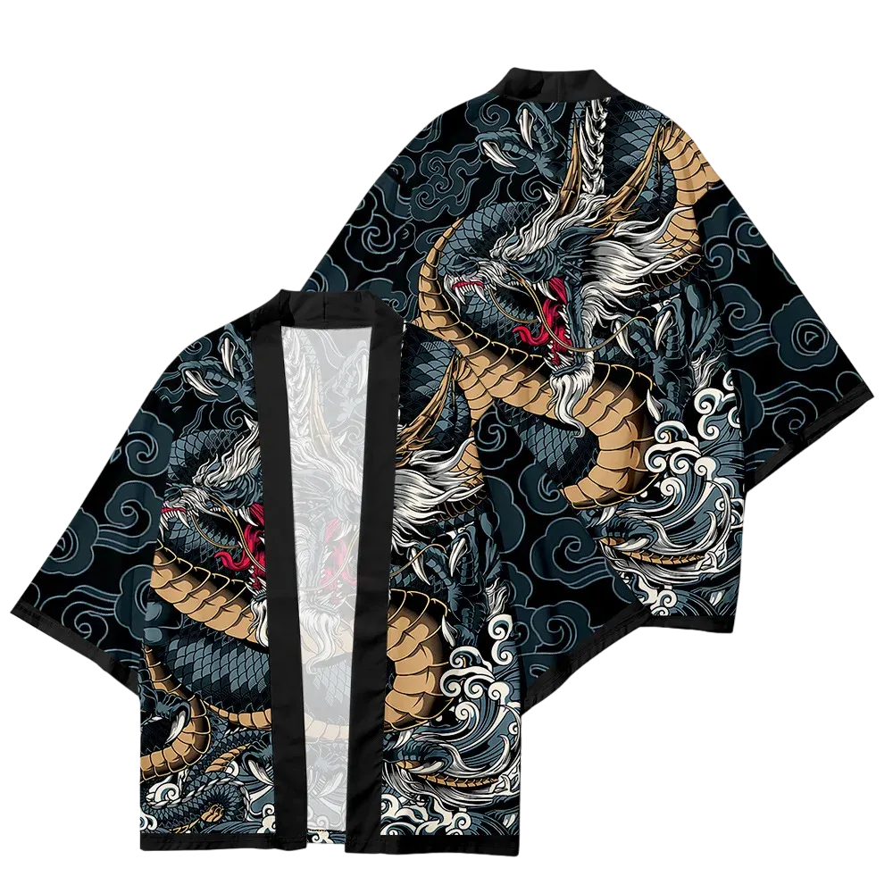 Blue Dragon Yukata Top