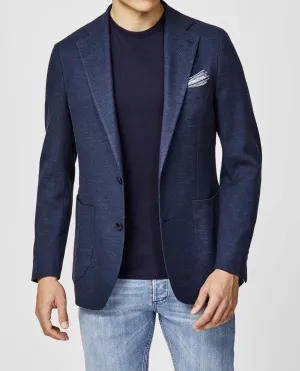 Bottoli Navy with Blue Specks Textured Twill Mercerized Cotton Stretch