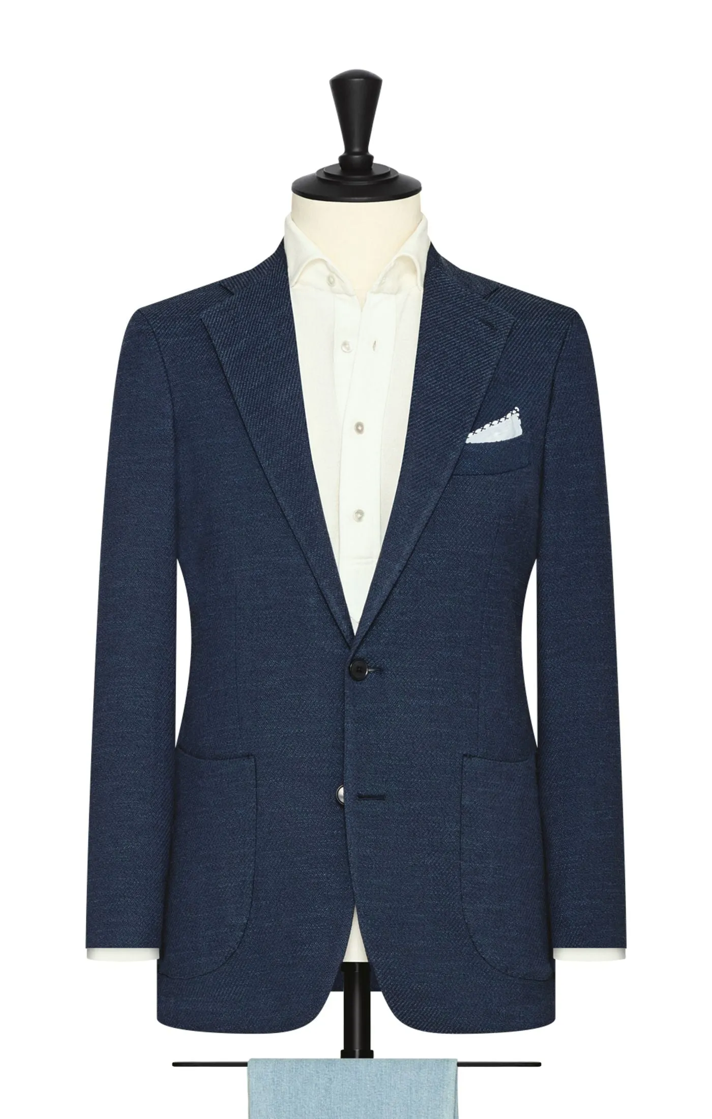 Bottoli Navy with Blue Specks Textured Twill Mercerized Cotton Stretch