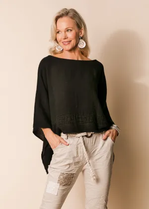 Bria Linen Blend Top in Onyx