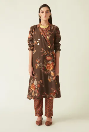 Bromo brown wrap jacket dress