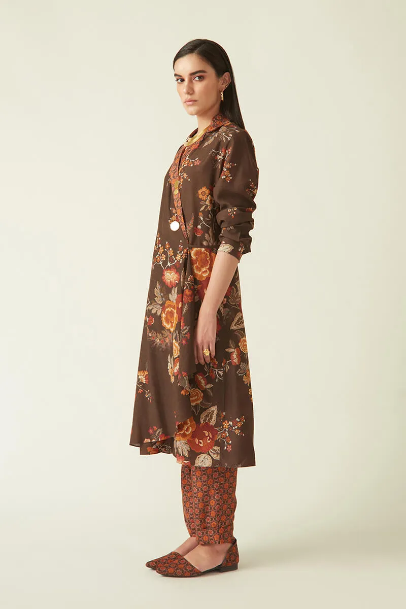 Bromo brown wrap jacket dress