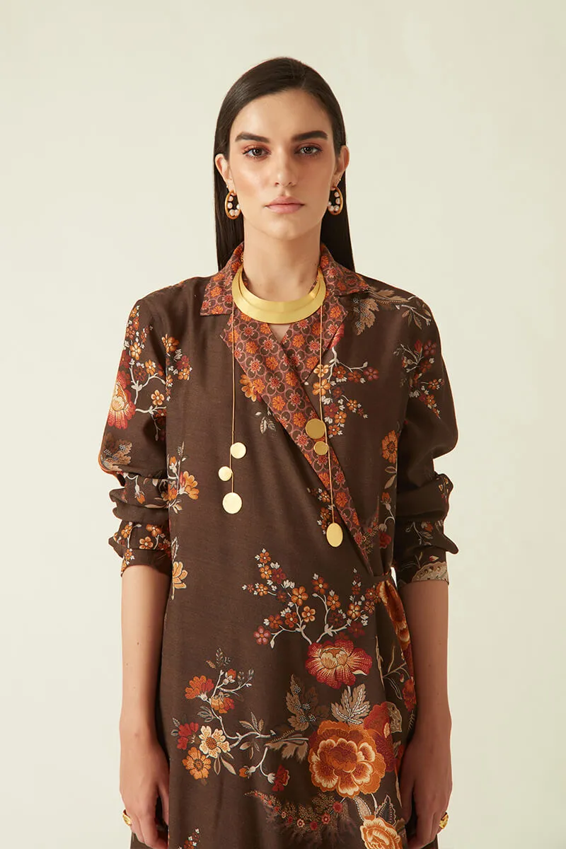 Bromo brown wrap jacket dress