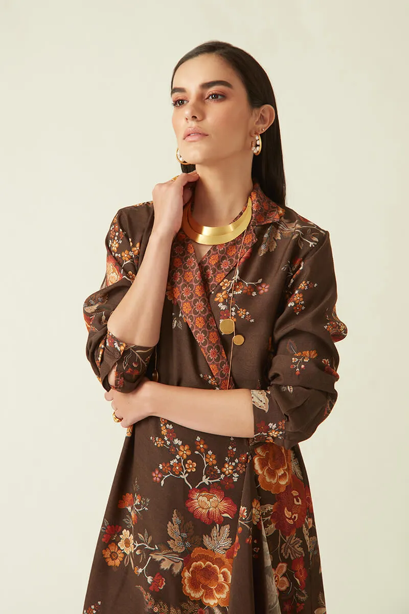 Bromo brown wrap jacket dress
