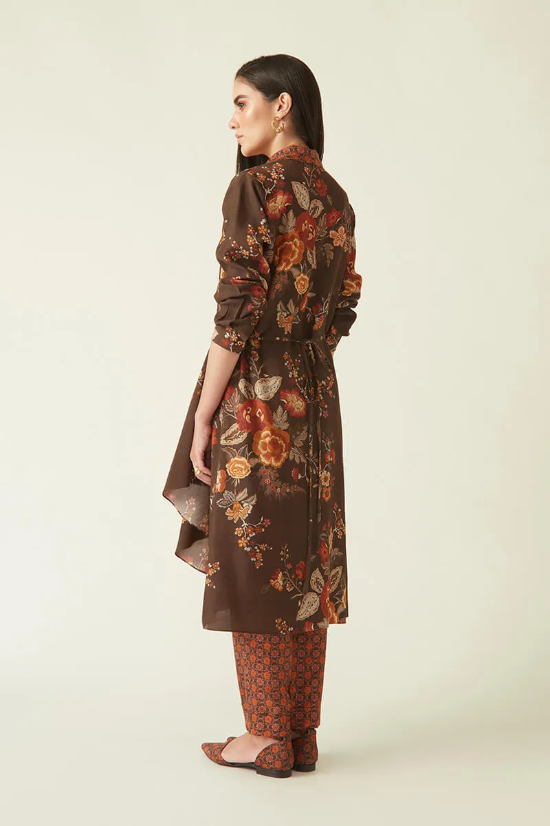 Bromo brown wrap jacket dress