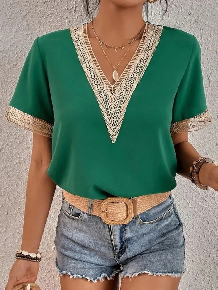 Bruckner® | V-Neck Lace Blouse