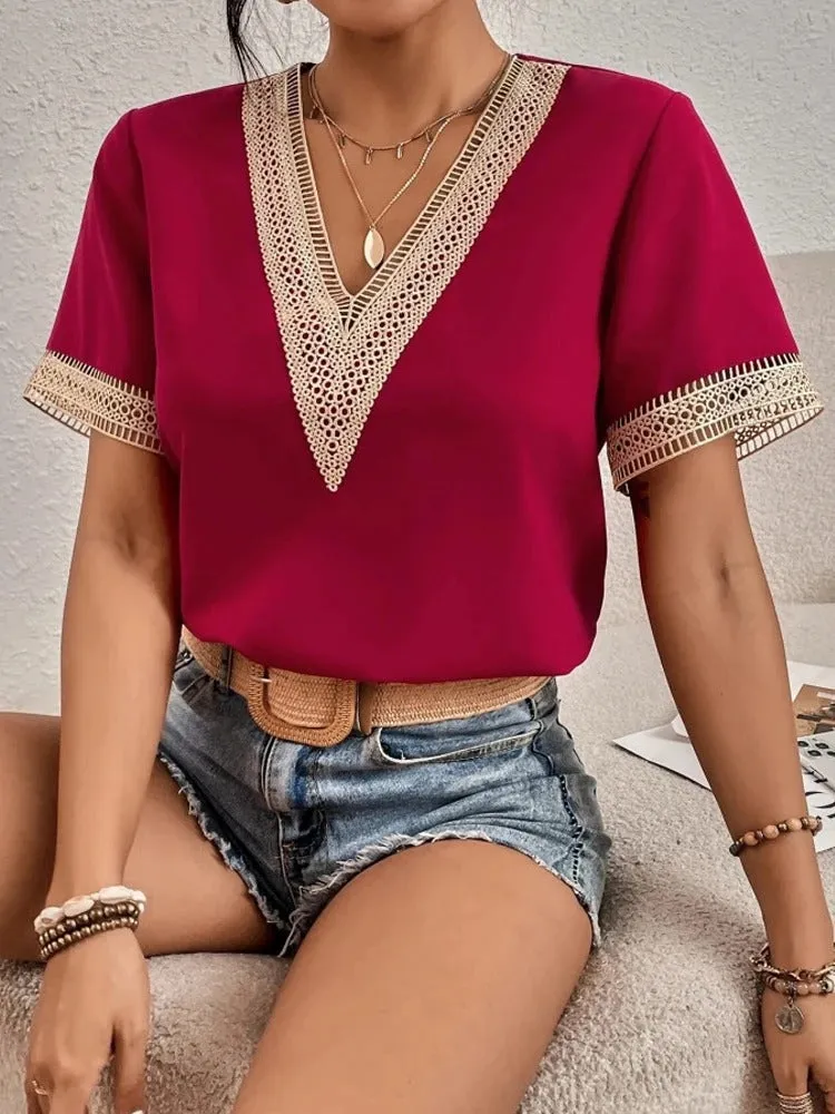 Bruckner® | V-Neck Lace Blouse